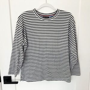 AYR French Fry Black & White Striped 3/4 Sleeve T-Shirt - S